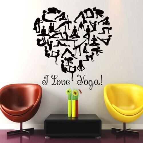 Mural I Love Yoga Gymnast Vinyl Wall Stickers Decal Gym Decor Bedroom Art Girl Bedroom Wall Stickers Mural YJ16