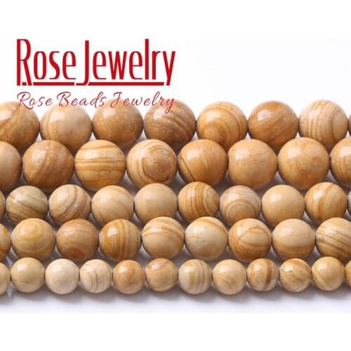 Natural Yellow Striped Jaspers Stone Beads Round Loose Beads For Jewelry Making DIY Bracelet Accessories 4 6 8 10 12mm 15'' Inch