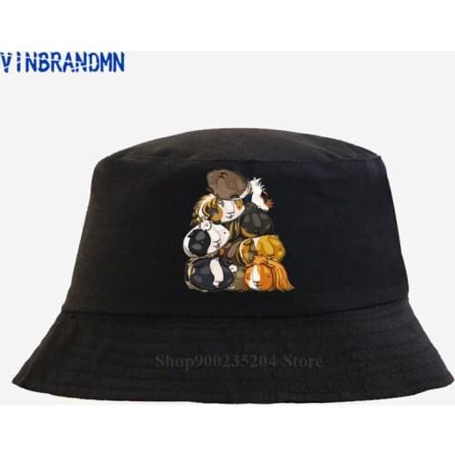 New summer Animal Printed Harajuku casual Fishing hat Kawaii Pile O' Guinea Pigs Bucket hats Cute Guinea Pigs Stack Funny hats