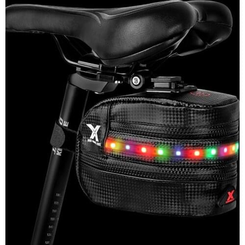 New Bicycle bag tail bag with light luminous storage bag equipment riding bag seat rear seat bag bicycle saddle bag accessories