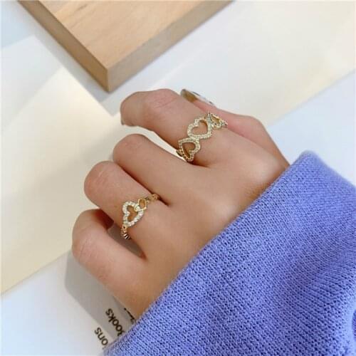 2020 Korean New Exquisite Love Opening Ring Fashion Temperament Sweet Lovely Ring Female Jewelry