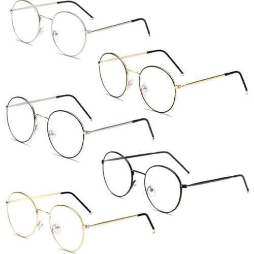 Computer Glasses Men Spectacle Frames Anti Blue Light Goggles Anti Glare Eyeglasses Frame Women Round Clear Lens Fake