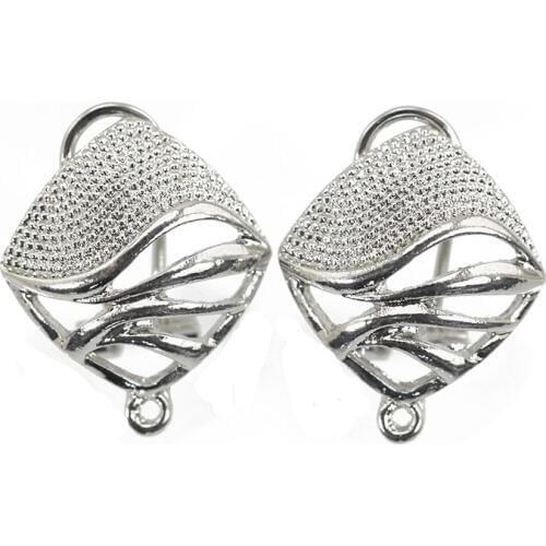 Wholesale 50 Pairs DIY Earrings Back Base Fashion Heart Shaped Silver Earrings Closure African Jewelry Accessory ComponentABH574
