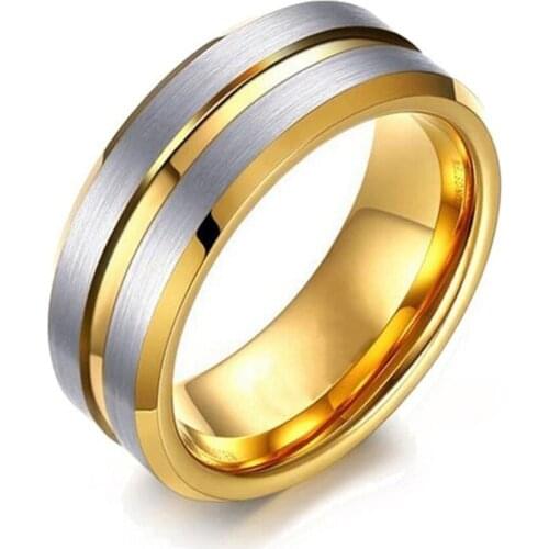 Single Mens Fashion Rings Natural Lasha Electric Gold Slotted 8mm Trend