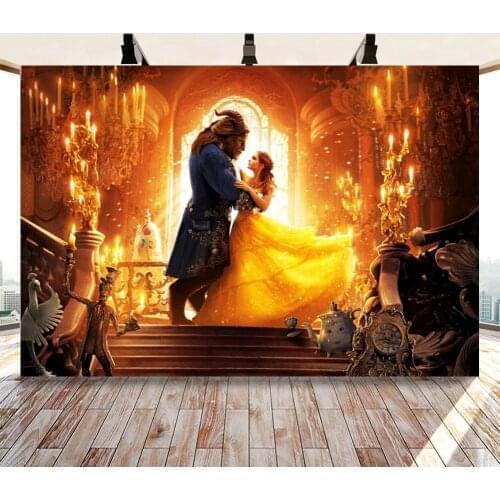 Retro Castles Beauty And The Beast Scenic Backdrops Photography Girl Princess Birthday Celebrate Poster Decor Vinyl Background