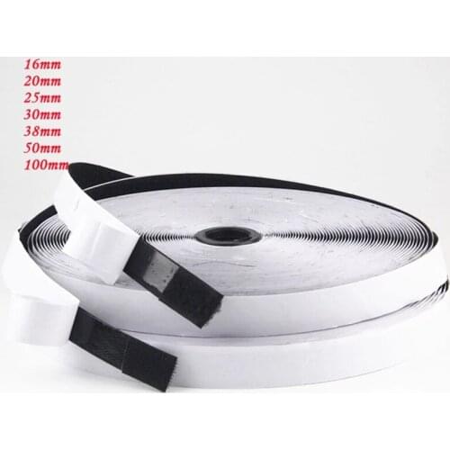 16/20/25/30mm Self Adhesive Fastener Tape Black White Magic Tape with Strong Glue Sewing Hook Loop Tape Clothing Craft Supplies