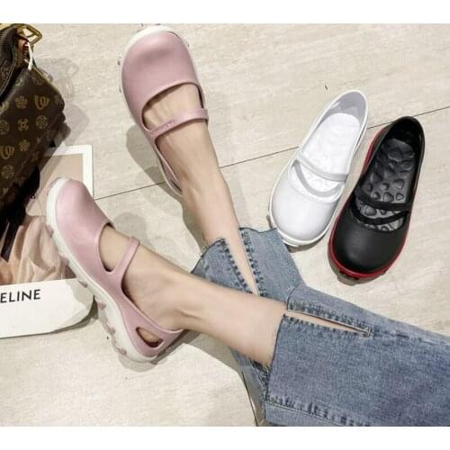 Summer Rainy Day Waterproof Womens Sandals Soft Bottom Non-Slip Black Work Shoes Womens White Nurse Sandals Mother Dancing