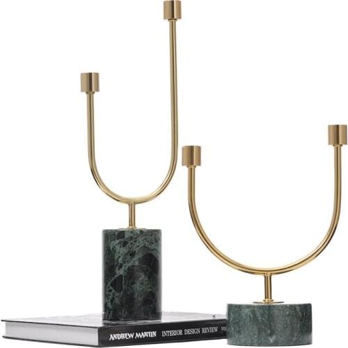 Nordic Marble Luxury Candlestick Metal Modern Stainless Steel Candle Holder Candlelight Table Dinner Home Decor Ornaments FC599