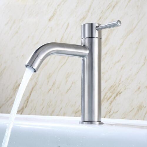 Bathroom Basin Sink Faucet Stainless Steel Single Handle Crane Kitchen Tap Single Cold Water Tap Deck Mounted Household Supplies