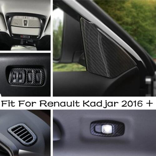 Lapetus Matte / Carbon Fiber Look Interior Fit For Renault Kadjar 2016 - 2020 Rear Roof Reading Lamps Lights Frame Cover Trim