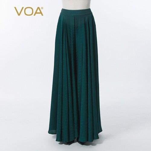 VOA Silk Jacquard Wide Leg Pants Women Office Lady Loose Trousers Summer Holiday Casual Bottom Fashion New Ladies Culottes KE530