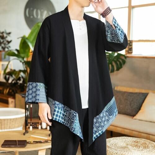 Japanese kimono cardigan men haori yukata male samurai costume clothing kimono jacket mens kimono shirt yukata haori