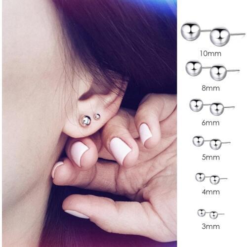 Earrings for Women Girls Stainless Steel Ball Stud Earrings 3/4/5/6/8/10mm Minimalism Earings Fashion Jewelry