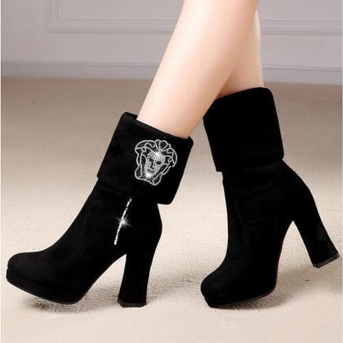 Winter New pattern fashion Elastic force Womens Boots High-heeled Two wear Grind Chivalry boots plus size 34-43