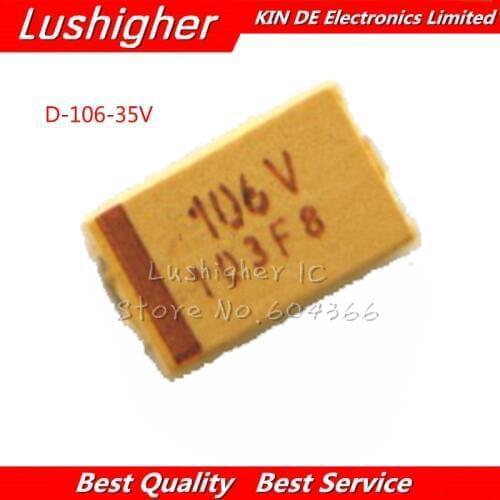 10PCS Type D CASE 35V 10UF 106 106V SMD Tantalum Capacitor