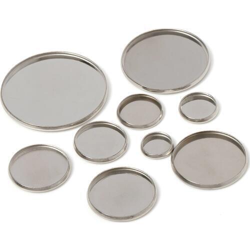 20pcs Stainless Steel Round Cabochon Settings Blank Tray Bezel Base Fit 6-30mm Cabochon Cameo For DIY Jewelry Making Accessories