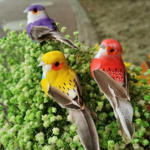 4PCS/8.5*4*4CM,Artificial Mini Foam Feather Birds,Decorative Fake Birds With Foot,DIY Wedding party home decoration accessories
