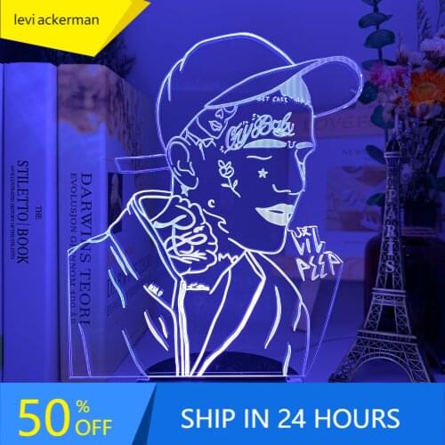 American Rapper Lil Peep Led Night Light for Home Decoration Colorful Nightlight Gift for Fans Dropshipping 3D Lamp Celebrity