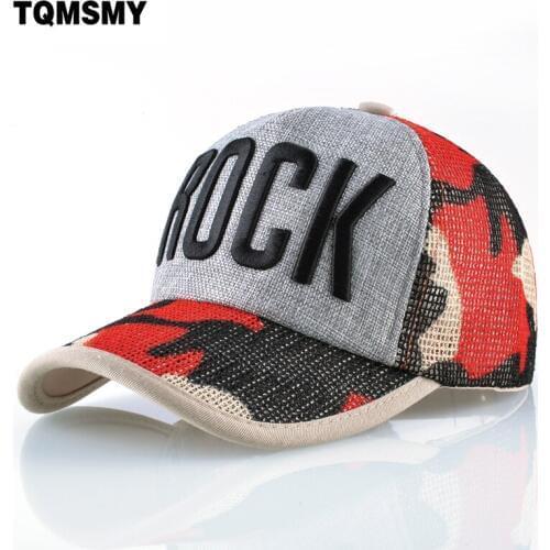 Embroidery letters ROCK baseball cap women summer snapback caps Breathable mesh bone hip hop hat Linen sun hats for women gorros