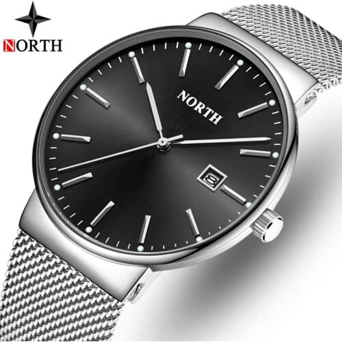 NORTH New Watch Men Luxury Brand Fashion Quartz Watch Stainless Steel Casual Men Watches Waterproof Clock Men Relogio Masculino