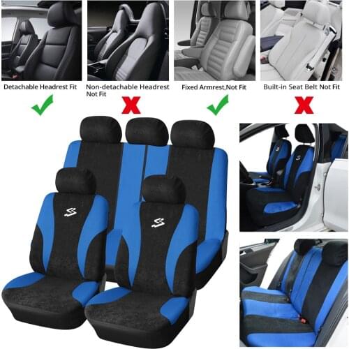 Car Seat Covers Full Set Front + Rear with Airbag Universal Fits Trucks SUV soft, Breathable and Durable