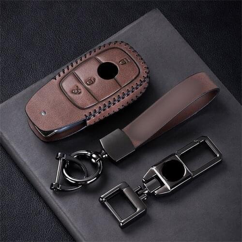 Real Leather Car Remote Key Case Cover Fob Holder Keychain For Mercedes Benz 2017 E Class W213 2018 S class W221 W222 C217 A217