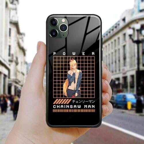 Chainsaw man power design art Soft Silicone Glass Phone Case Cover Shell For iPhone SE 6 6s 7 8 Plus X XR XS 11 12 Mini Pro Max