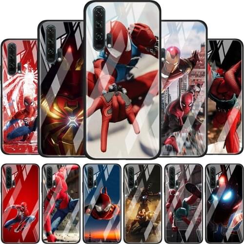 Tempered Glass Cover Spider Man Iron Man For Honor 30 20 10 9X 8X Lite Pro Plus Silicone Phone Case Coque Shell