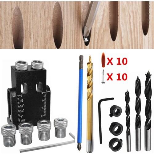 Woodworking Oblique Hole Locator Jig Kit 15 Degree Angle Drill Guide Set Hole Puncher Carpentry Tools Drill Bits Carpentry Tools