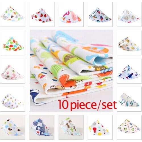 10pcs/set 30 styles burp brand baby bibs saliva towel Arrow animal cartoon burp cloths triangle cotton bandana accessories scarf