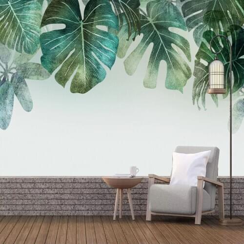 Custom Mural Wallpaper 3D Tropical Plants Leaf Wall Painting Living Room TV Sofa Background Wall Papers Papel De Parede 3D Sala