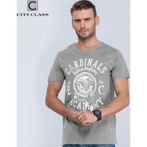 CITY CLASS Hip Hop Grey Color Print T-Shirts Letters T Shirt Hot Sale Cotton O-neck Shirts Mens Fashion Brand Tops Tees 1962G