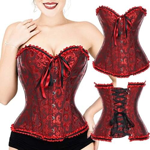 Gothic Corset Women Sexy Underbust Corset Waist Trainer Corset Shaper Plus Size Corpete Corselet Black White Red Blue S-6XL