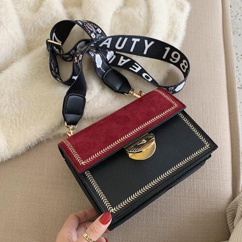 Frosted leather bag female 2019 retro messenger bag female ins super wide shoulder strap shoulder bag