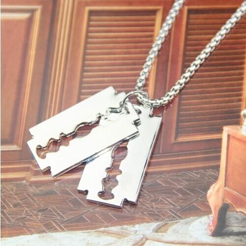 Fashion Jewelry Double Edge Razor Blades Pendant for Men Necklace Casual Male collar Gifts For Men Women
