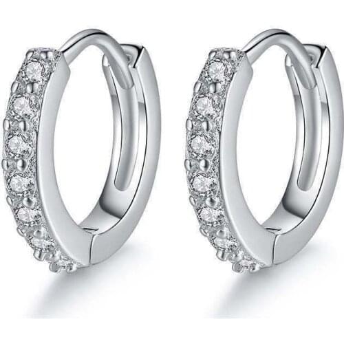 Fashion Inlaid Cubic Zircon Hoop Earrings Sliver Color Geometric Exquisite Small Circle Earrings For Women 2021 Trends Jewelry