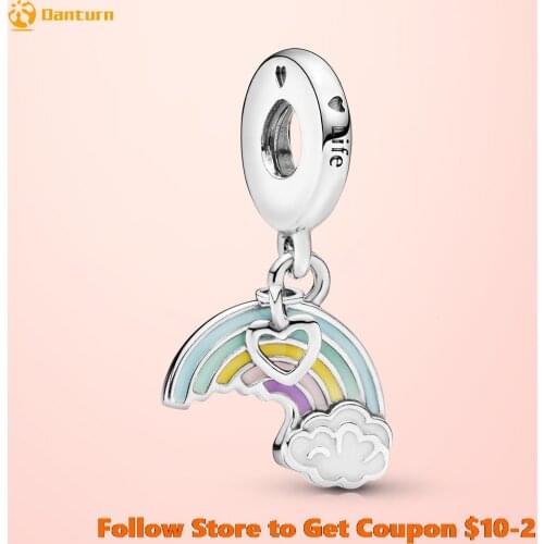 Fashion 925 Sterling Silver Beads Rainbow & Cloud Dangle Charms Pendant fit Original Pandora Bracelets Women DIY Jewelry