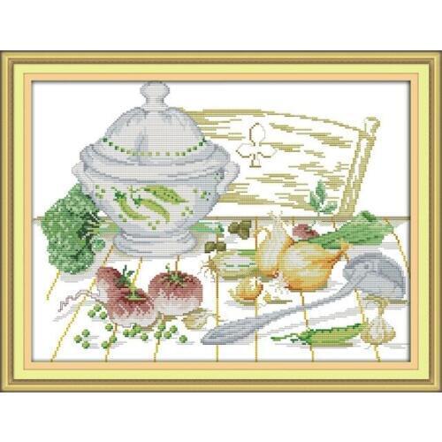 Vegetables on the table cross stitch kit aida cloth 14ct 11ct count print canvas stitches embroidery DIY handmade needlework