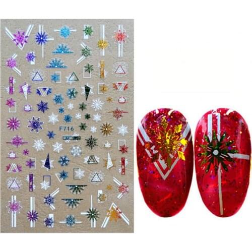 Nail Sticker Gloss 3D Effects Ultra Thin Snowflakes Christmas Gifts DIY Nail Art Decals Glitter Foil Decor for Winter