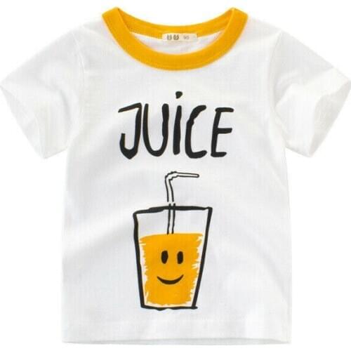 1-10T Toddler Kid Baby Boys Clothes Short Sleeve Top Cartoon Juice Patterns Tee Letter Print T-Shirt