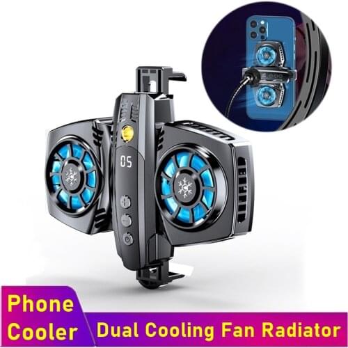 Tongdaytech Portable Usb Phone Cooler Semiconductor Dual Cooling Fan Radiator With Temperature Display Smartphone Game Heat Sink