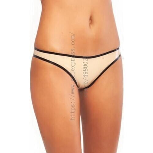 Sexy womens white latex briefts with black trims decorations and made of 0.4mm thickness natural latex materials