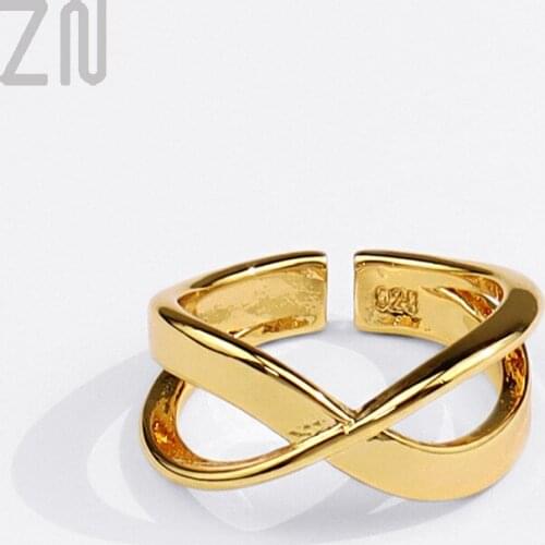 ZN Korean Style Simple Cross Open Ring Fashion Personality Jewelry Gifts Creative Design Hollow Out Finger Rings for Women