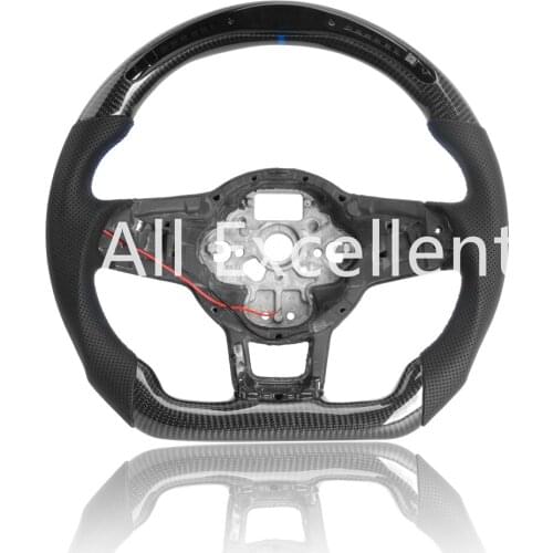 Carbon Fiber & Perforated Leather Steering Wheel with LED For Volkswagen Golf MK7 GTI R