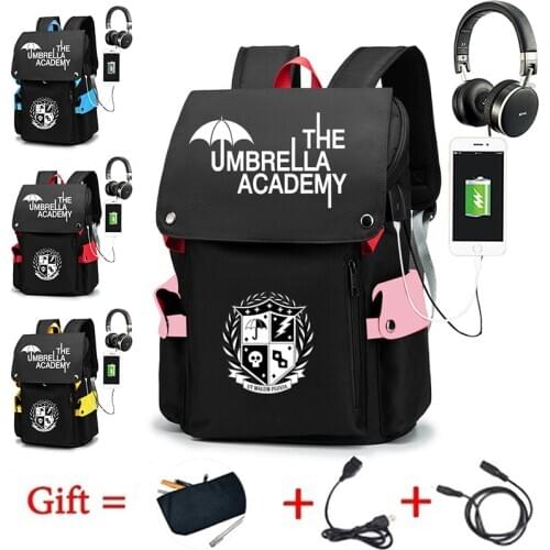 The Umbrella academy Backpack Students School Bags Pattern Girls Boys Childrens Schoolbag Mochilas Teenage Usb Charging Bookbag