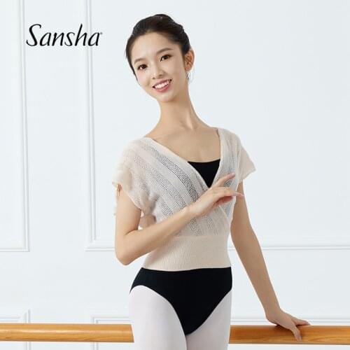 Sansha Adult Short Sleeves Knit Sweater Purple Pink Black Ballet Dancewear Cloth KT3027