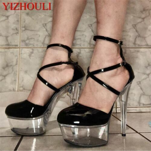 Super size crystal ankle strap 15CM sexy ultra platform pole dancing/acting/star/model shoes, wedding sandals