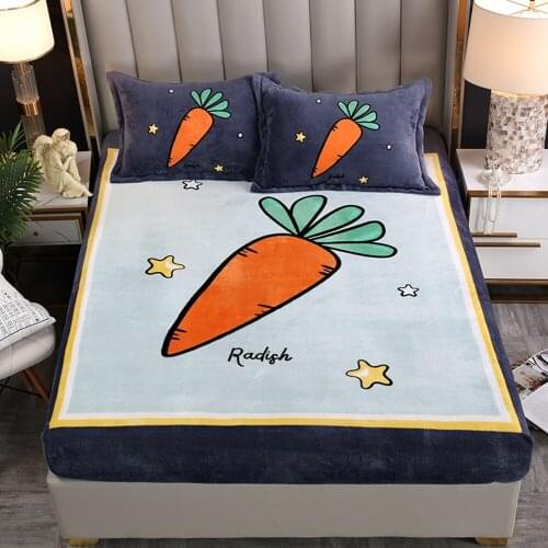 30CM Universal Mattress Cover Mink Cashmere Thicken Bed Sheet Pillow Case Winter Fitted Sheets Dust Cover Protector