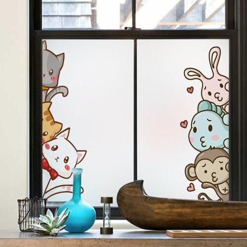 Cartoon animation electrostatic frosted window glass film bedroom balcony light-transmitting opaque bathroom anti-peeping