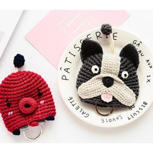 Cartoon Animation Handmade Cute Wool Knitting Pull-out Key Bag Creative Gift Set Key Protection Case